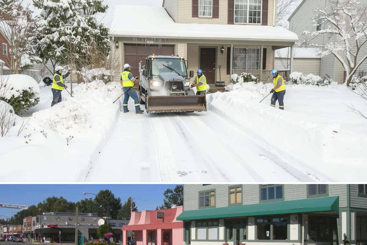 Gas Station Sidewalk Clearing in Snoqualmie, King County, WA - Gas station demand is steady from late November through February, with 24-hour turnover keeping threshold ice a constant refreeze...