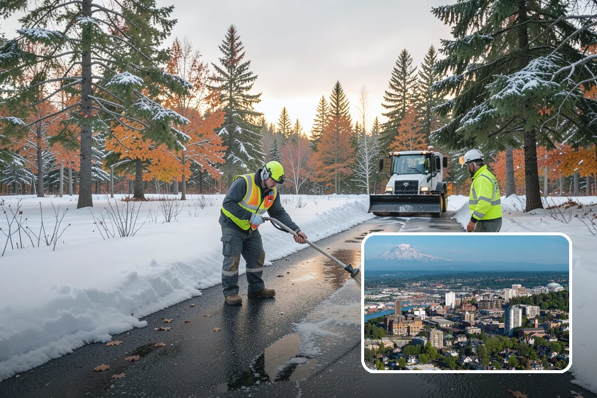 Gas Station Sidewalk Clearing in Tacoma, Pierce County, WA - Store entrance and pump-island walks kept clear around the clock