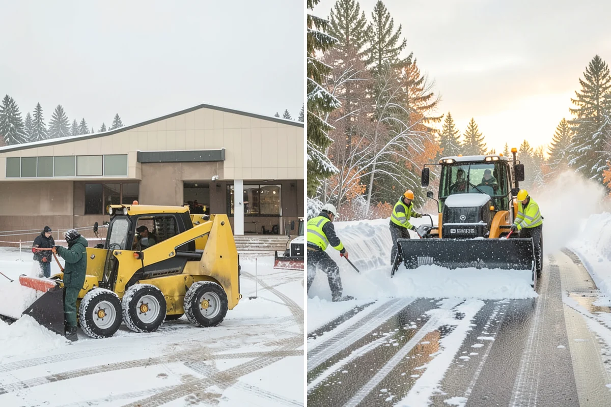 Gas Station Sidewalk Clearing in University Place, Pierce County, WA - Clear the store entrance and threshold before it packs down