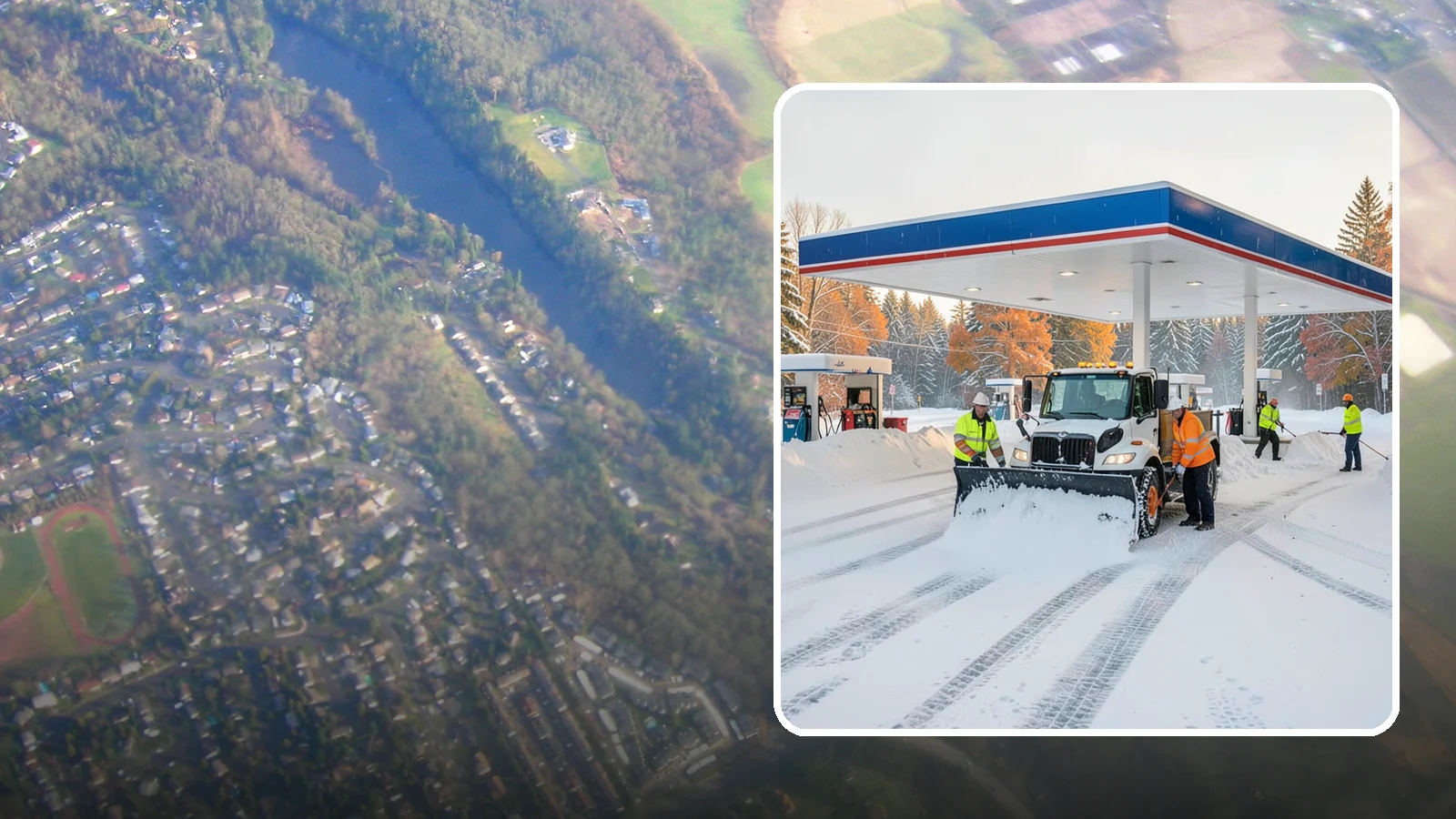 Gas Station Snow Plowing in Algona, King County, WA - We plow gas station lots and fuel islands around the clock so drivers fuel up safely no matter when the snow falls.