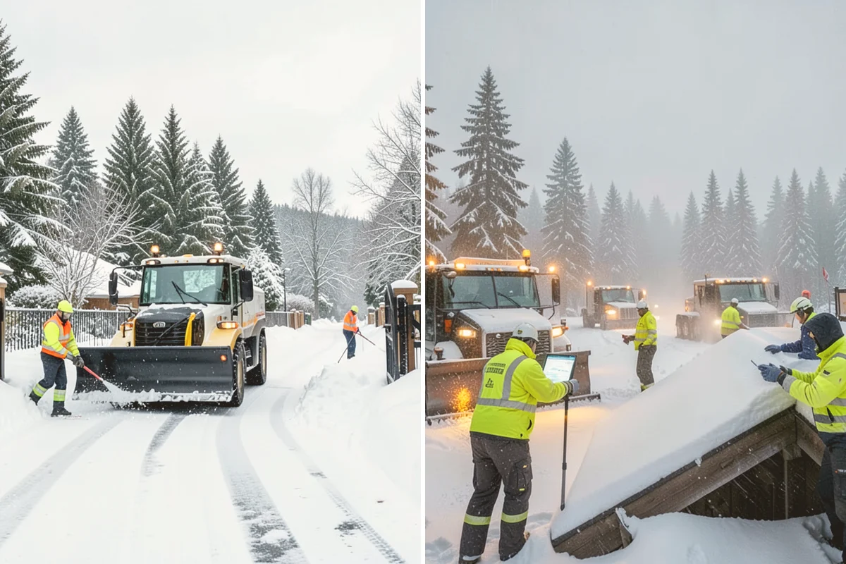 Gas Station Snow Plowing in Algona, King County, WA - Map the fuel islands, store lot, and tanker route for 24-hour priority