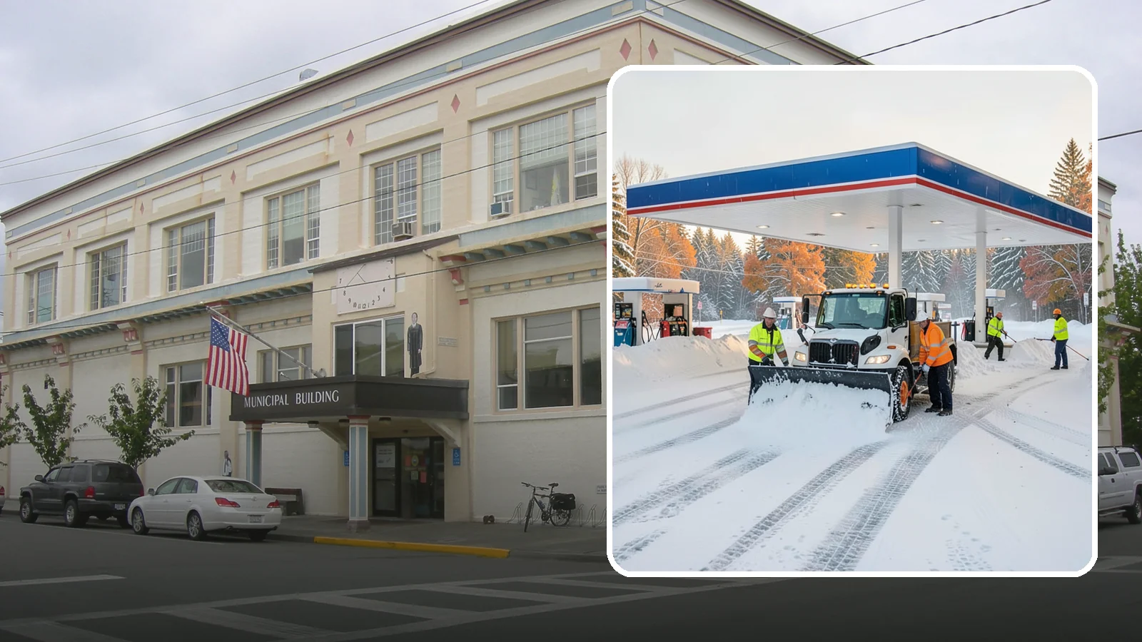 Gas Station Snow Plowing in Anacortes, Skagit County, WA - We plow gas station lots and fuel islands around the clock so drivers fuel up safely no matter when the snow falls.