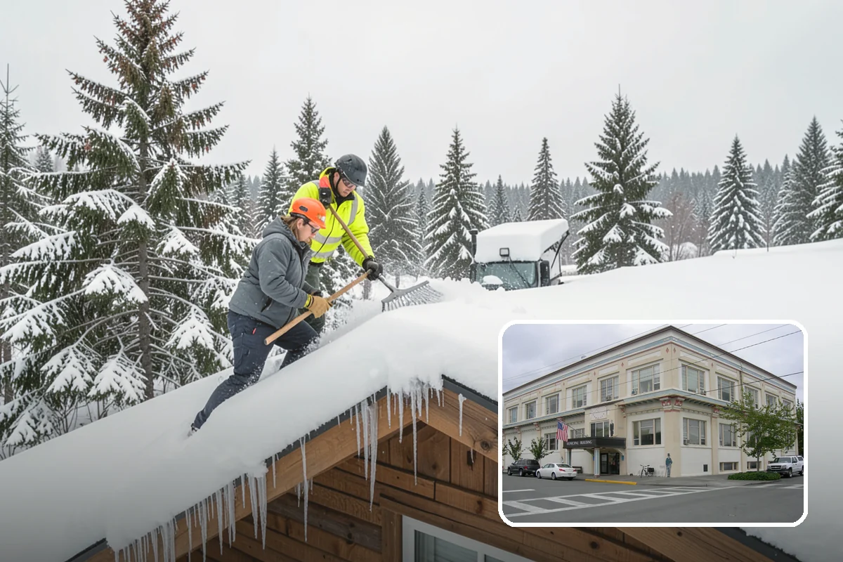 Gas Station Snow Plowing in Anacortes, Skagit County, WA - Fuel-island approaches cleared on a 24-hour basis