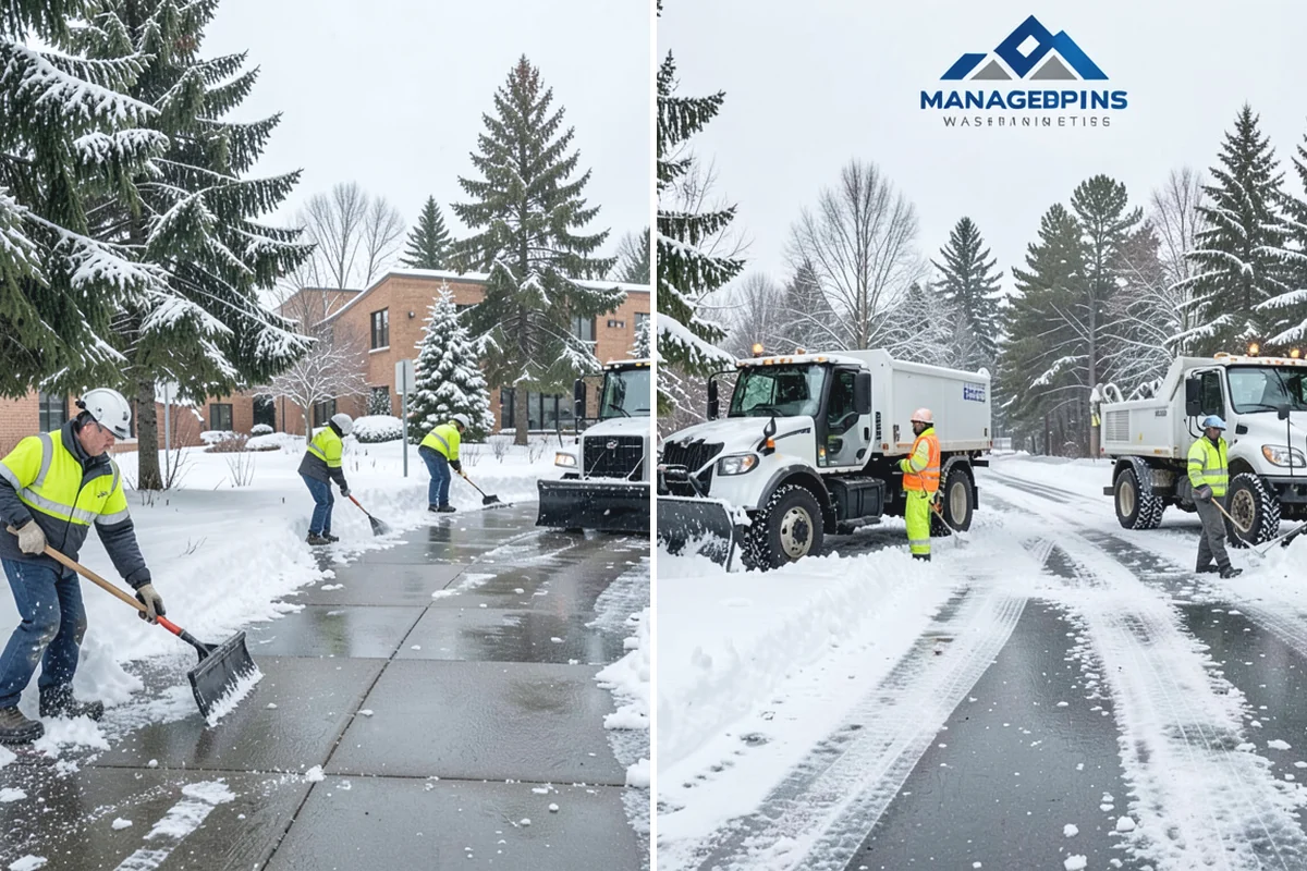 Gas Station Snow Plowing in Auburn, King County, WA - Map the fuel islands, store lot, and tanker route for 24-hour priority