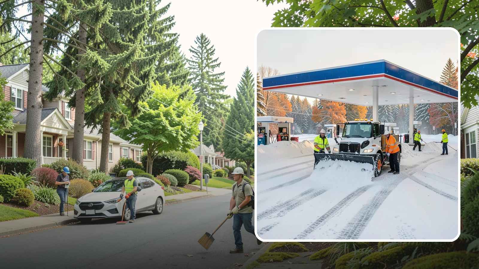 Gas Station Snow Plowing in Beaux Arts Village, King County, WA - We plow gas station lots and fuel islands around the clock so drivers fuel up safely no matter when the snow falls.