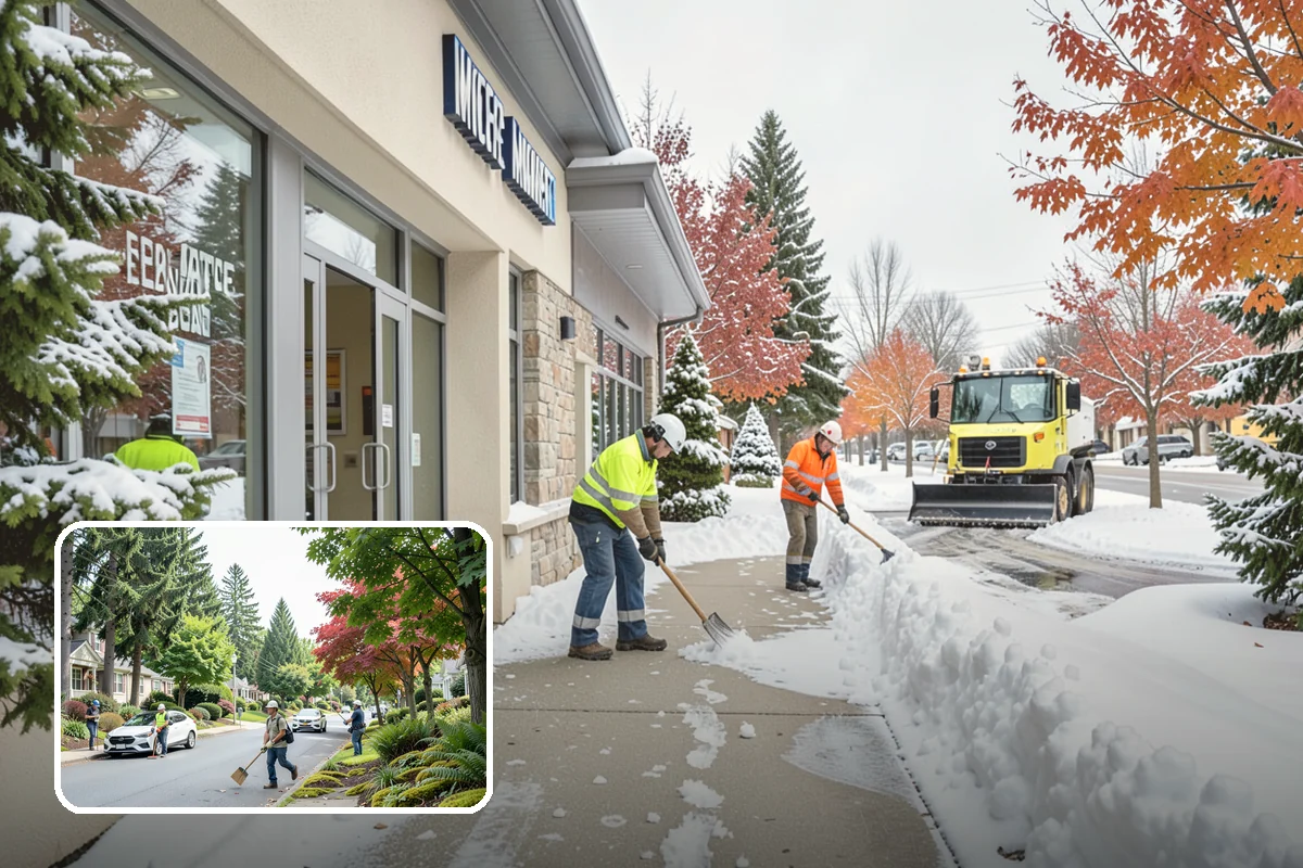 Gas Station Snow Plowing in Beaux Arts Village, King County, WA - Fuel-island approaches cleared on a 24-hour basis