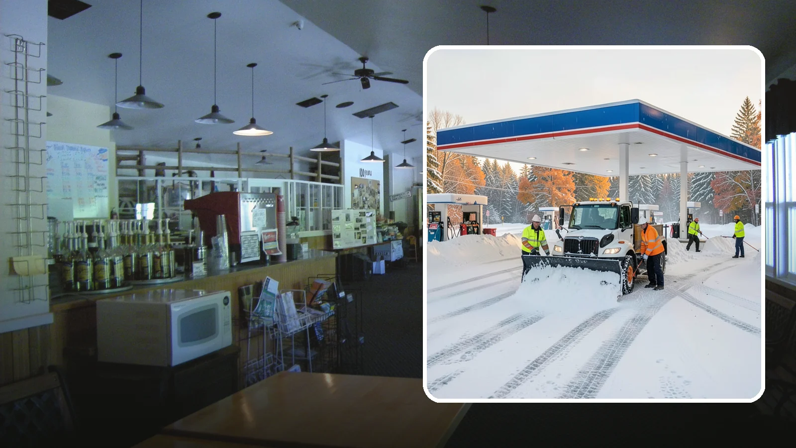 Gas Station Snow Plowing in Black Diamond, King County, WA - We plow gas station lots and fuel islands around the clock so drivers fuel up safely no matter when the snow falls.