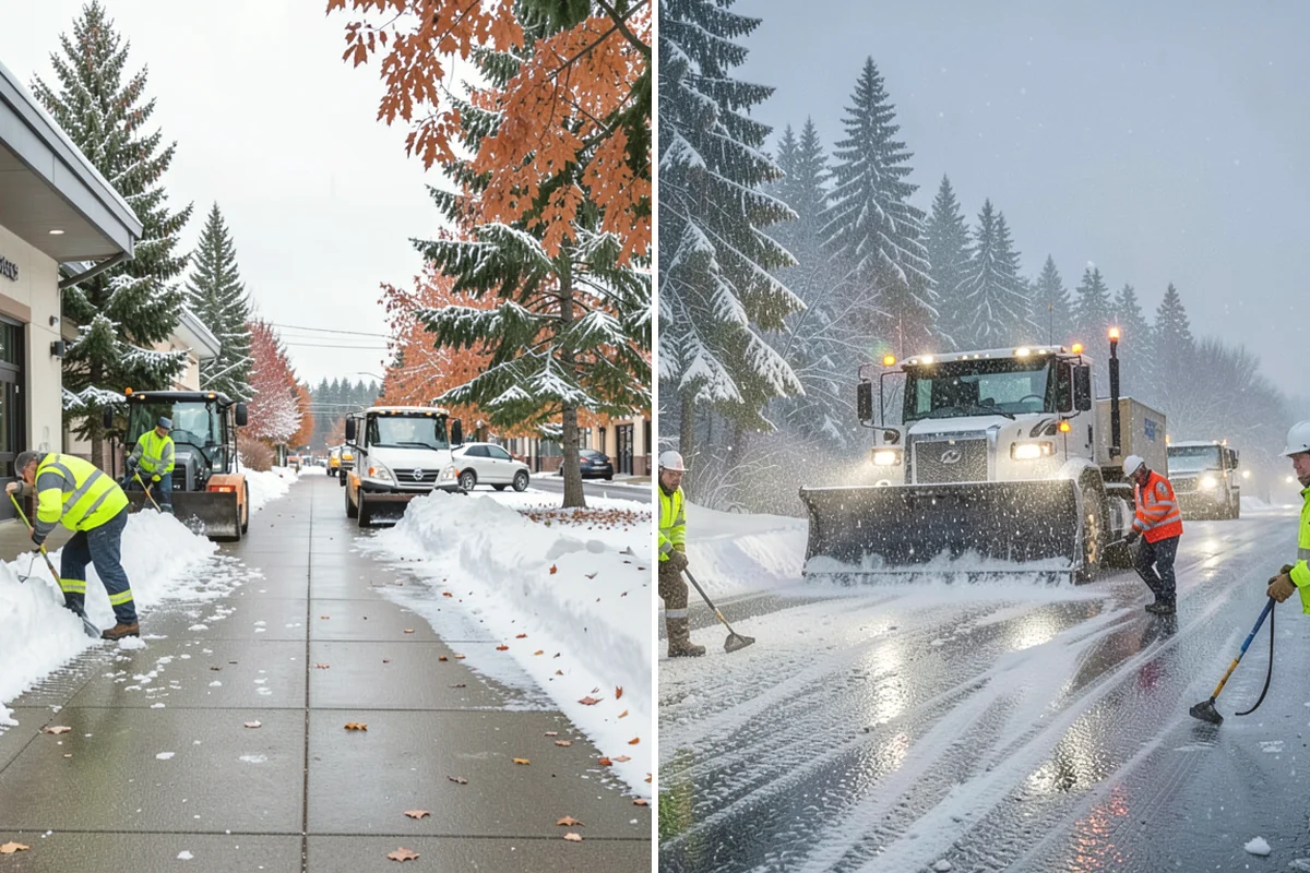 Gas Station Snow Plowing in Black Diamond, King County, WA - Map the fuel islands, store lot, and tanker route for 24-hour priority