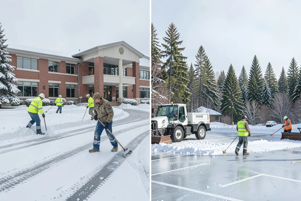 Gas Station Snow Plowing in Buckley, Pierce County, WA - Map the fuel islands, store lot, and tanker route for 24-hour priority