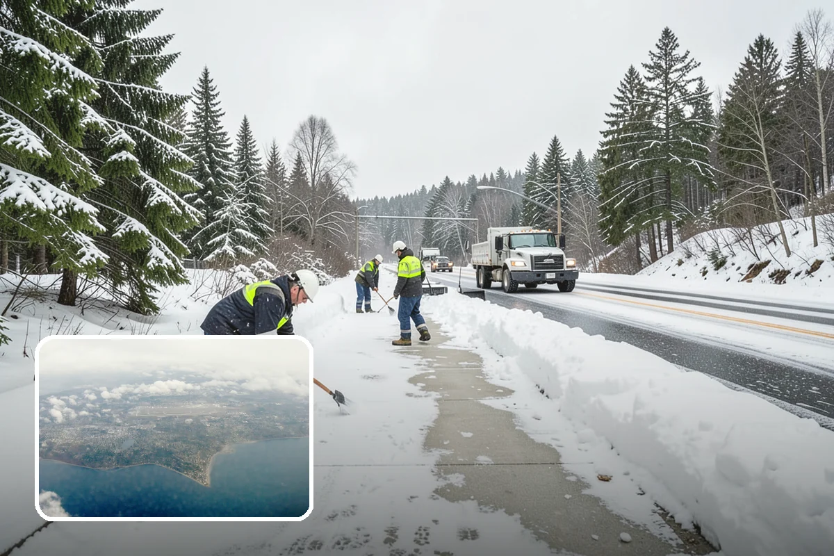 Gas Station Snow Plowing in Burien, King County, WA - Fuel-island approaches cleared on a 24-hour basis