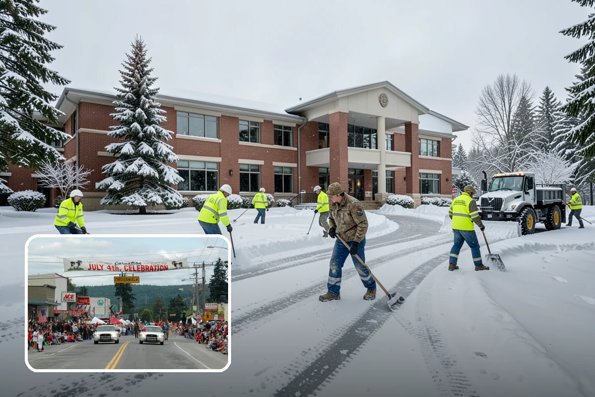 Gas Station Snow Plowing in Carnation, King County, WA - Fuel-island approaches cleared on a 24-hour basis