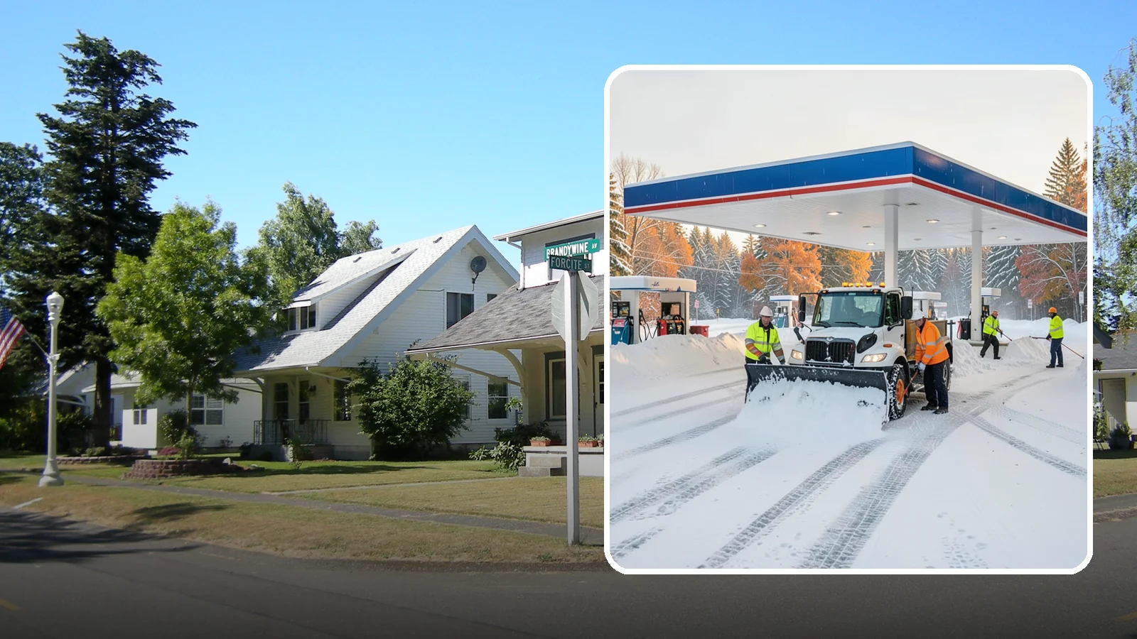 Gas Station Snow Plowing in DuPont, Pierce County, WA - We plow gas station lots and fuel islands around the clock so drivers fuel up safely no matter when the snow falls.