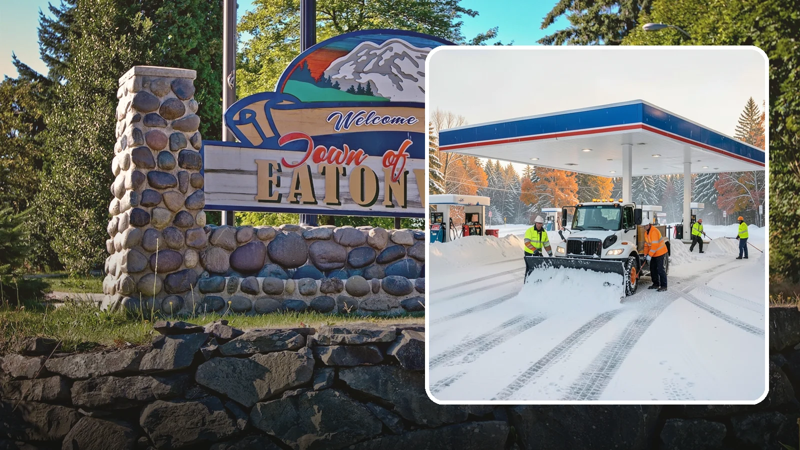 Gas Station Snow Plowing in Eatonville, Pierce County, WA - We plow gas station lots and fuel islands around the clock so drivers fuel up safely no matter when the snow falls.