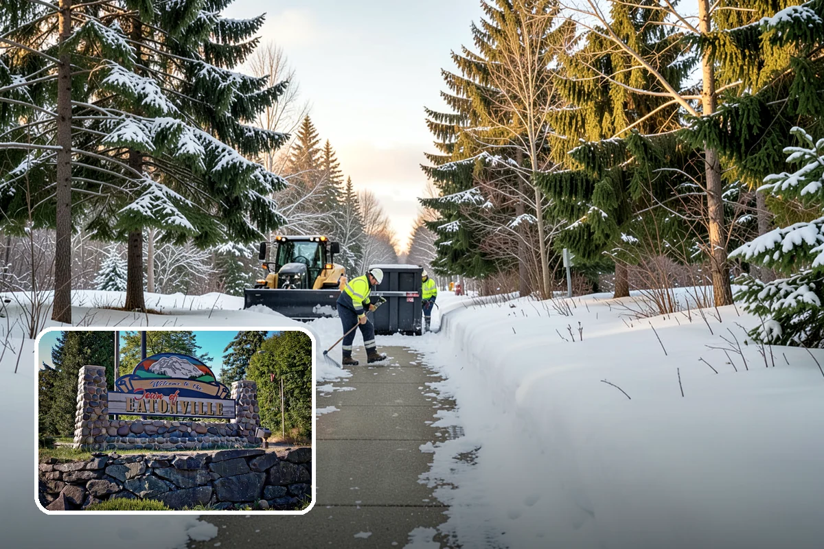 Gas Station Snow Plowing in Eatonville, Pierce County, WA - Fuel-island approaches cleared on a 24-hour basis