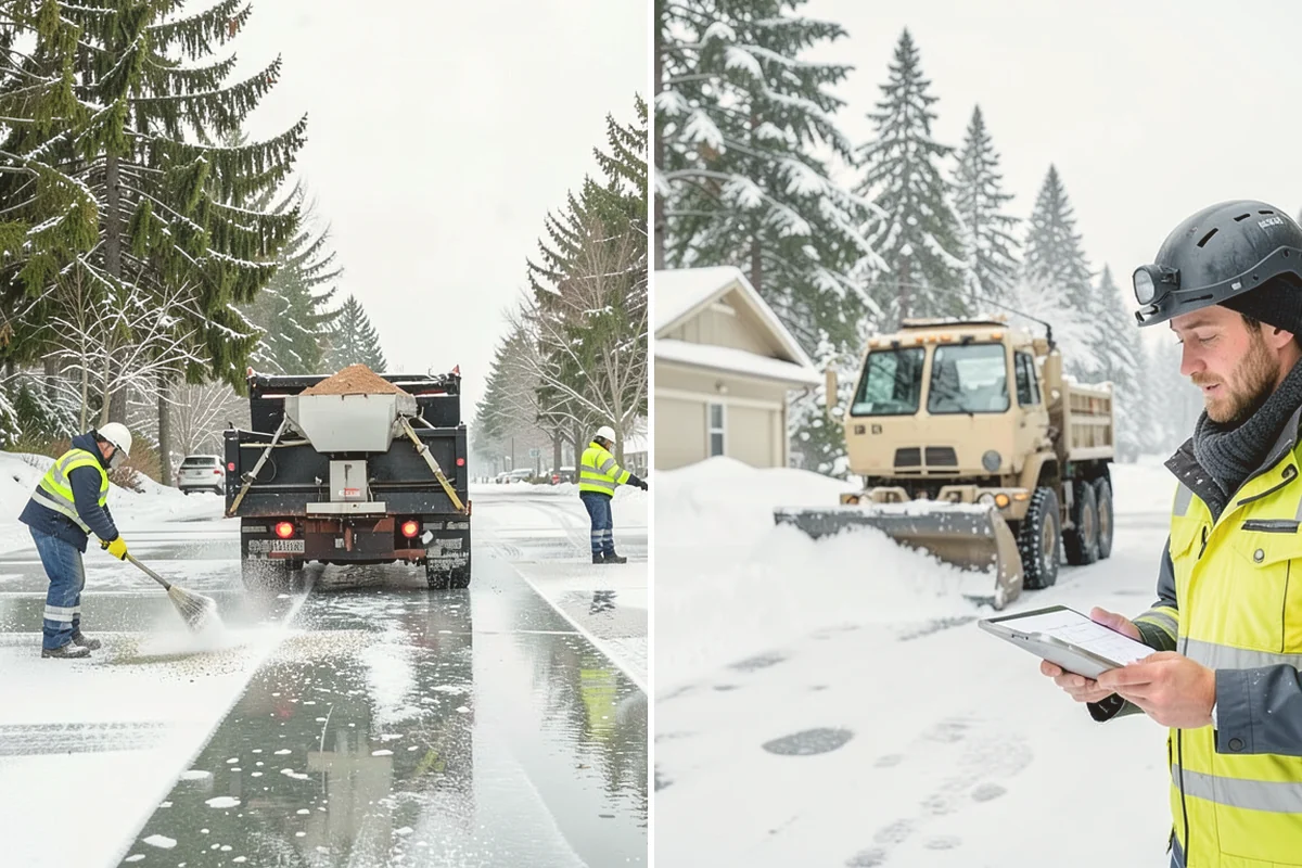 Gas Station Snow Plowing in Edmonds, Snohomish County, WA - Map the fuel islands, store lot, and tanker route for 24-hour priority