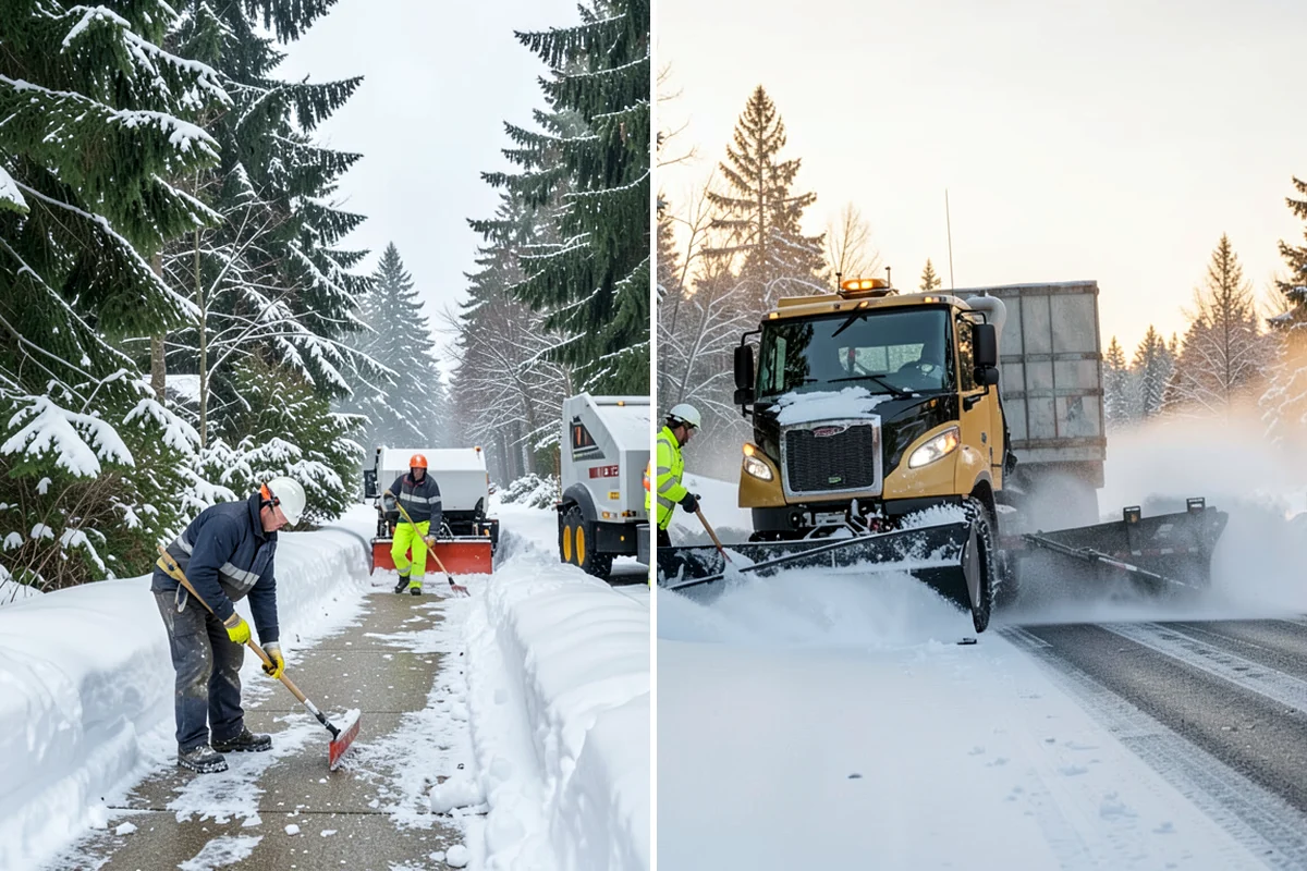Gas Station Snow Plowing in Everett, Snohomish County, WA - Map the fuel islands, store lot, and tanker route for 24-hour priority