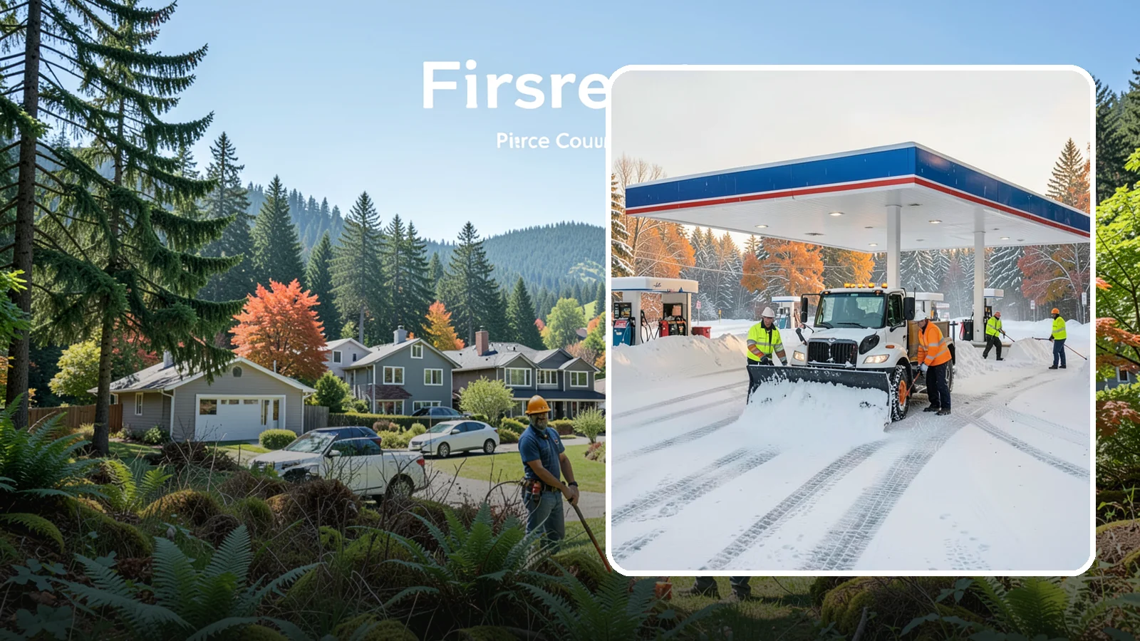 Gas Station Snow Plowing in Fircrest, Pierce County, WA - We plow gas station lots and fuel islands around the clock so drivers fuel up safely no matter when the snow falls.