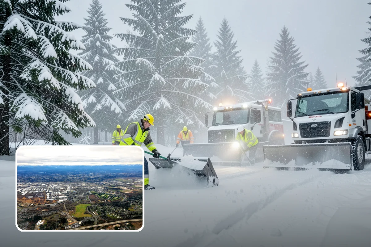 Gas Station Snow Plowing in Kent, King County, WA - Fuel-island approaches cleared on a 24-hour basis