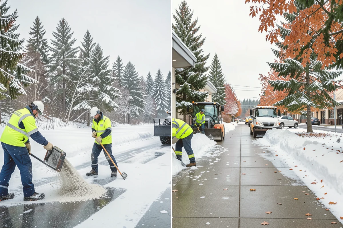Gas Station Snow Plowing in Kent, King County, WA - Map the fuel islands, store lot, and tanker route for 24-hour priority