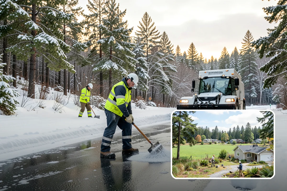 Gas Station Snow Plowing in Lyman, Skagit County, WA - Fuel-island approaches cleared on a 24-hour basis