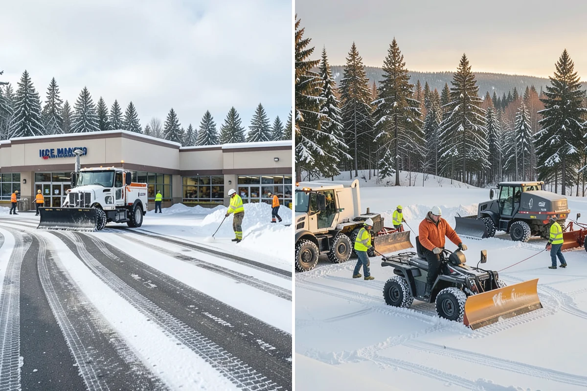 Gas Station Snow Plowing in Medina, King County, WA - Map the fuel islands, store lot, and tanker route for 24-hour priority