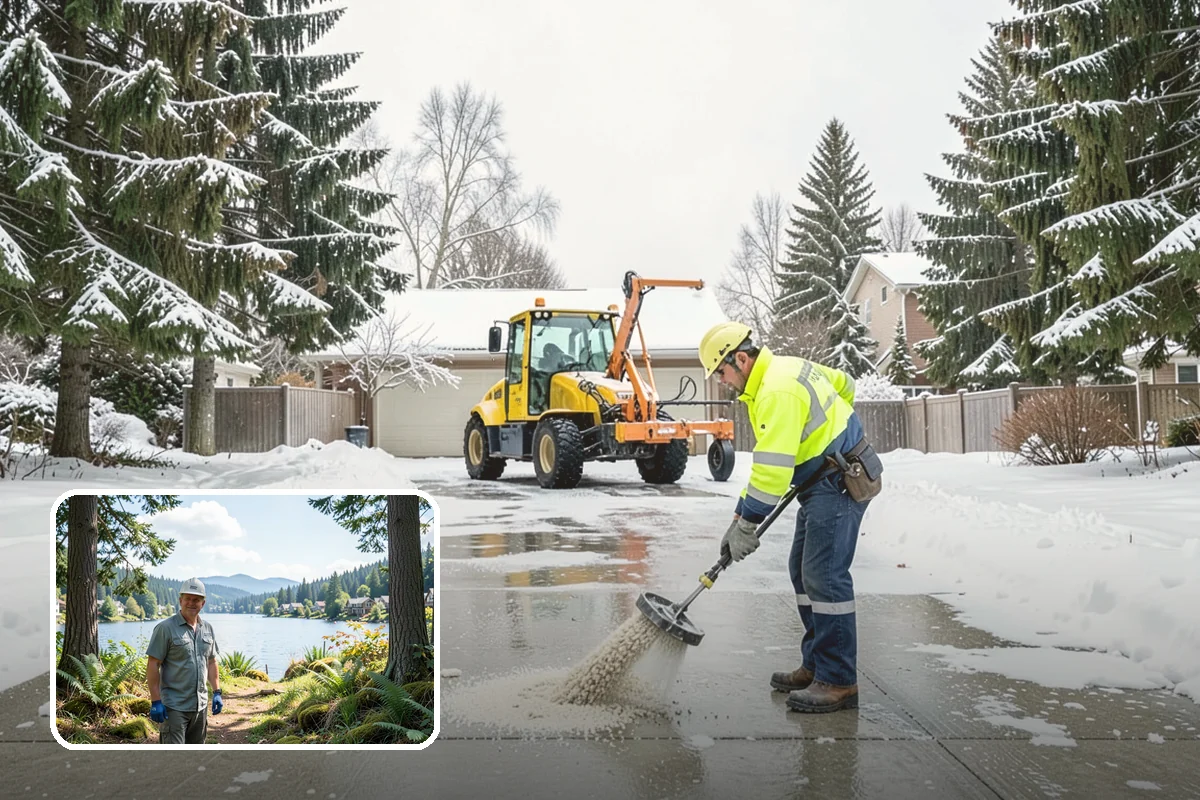 Gas Station Snow Plowing in Milton, King County, WA - Fuel-island approaches cleared on a 24-hour basis