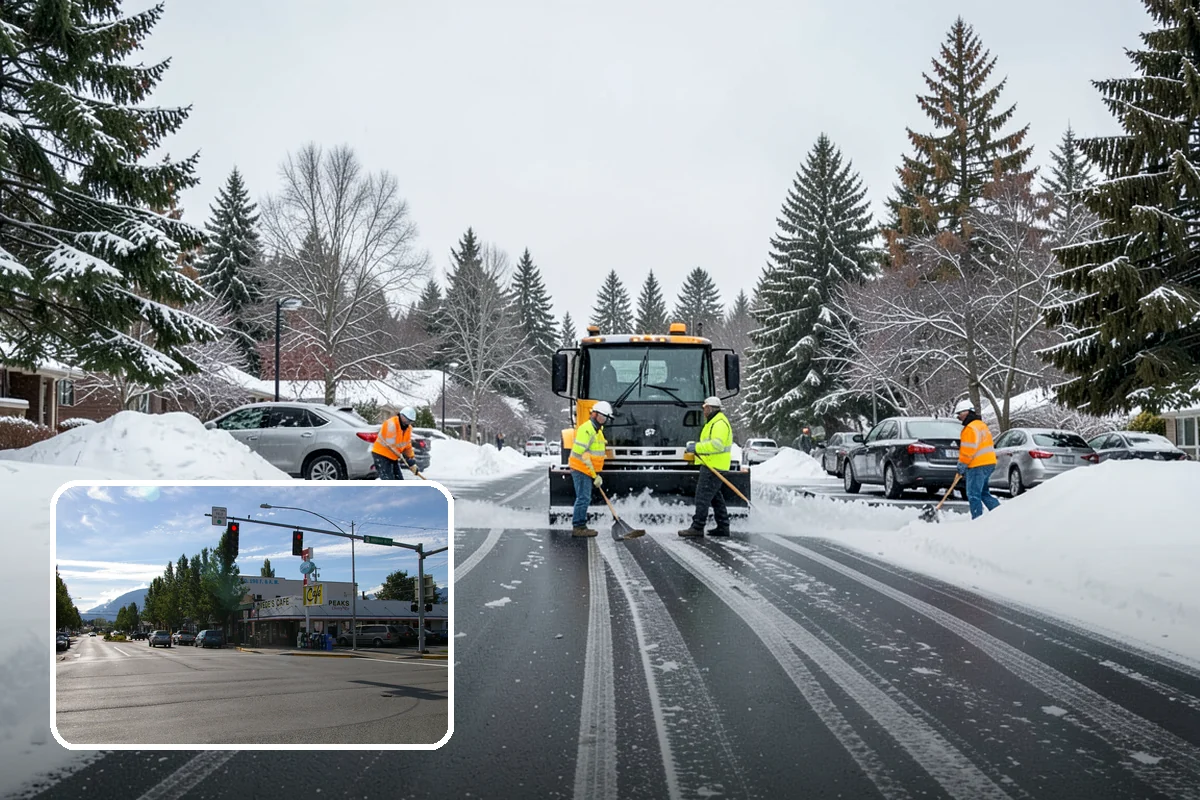 Gas Station Snow Plowing in North Bend, King County, WA - Fuel-island approaches cleared on a 24-hour basis