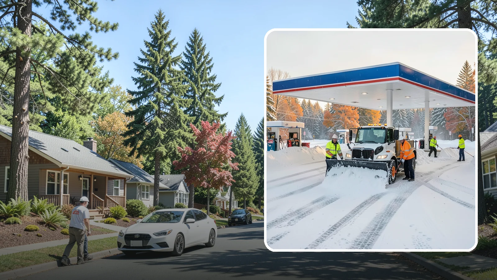 Gas Station Snow Plowing in Orting, Pierce County, WA - We plow gas station lots and fuel islands around the clock so drivers fuel up safely no matter when the snow falls.