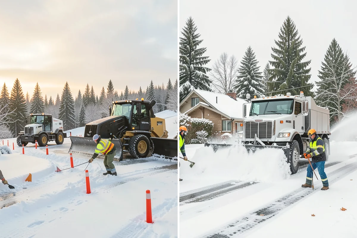 Gas Station Snow Plowing in Steilacoom, Pierce County, WA - Map the fuel islands, store lot, and tanker route for 24-hour priority