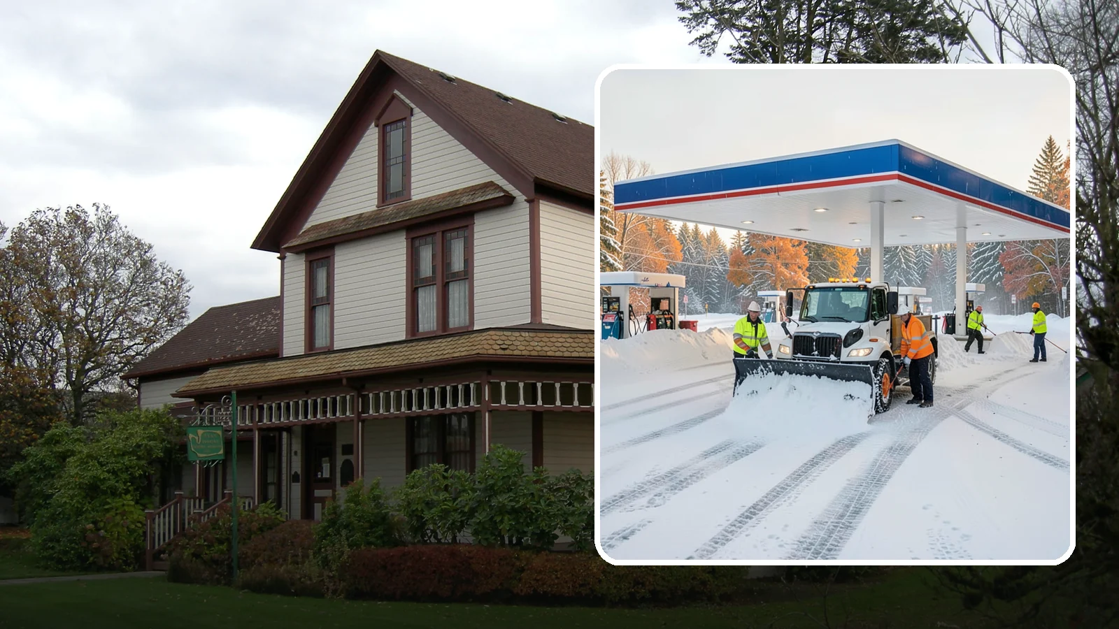 Gas Station Snow Plowing in Sumner, Pierce County, WA - We plow gas station lots and fuel islands around the clock so drivers fuel up safely no matter when the snow falls.