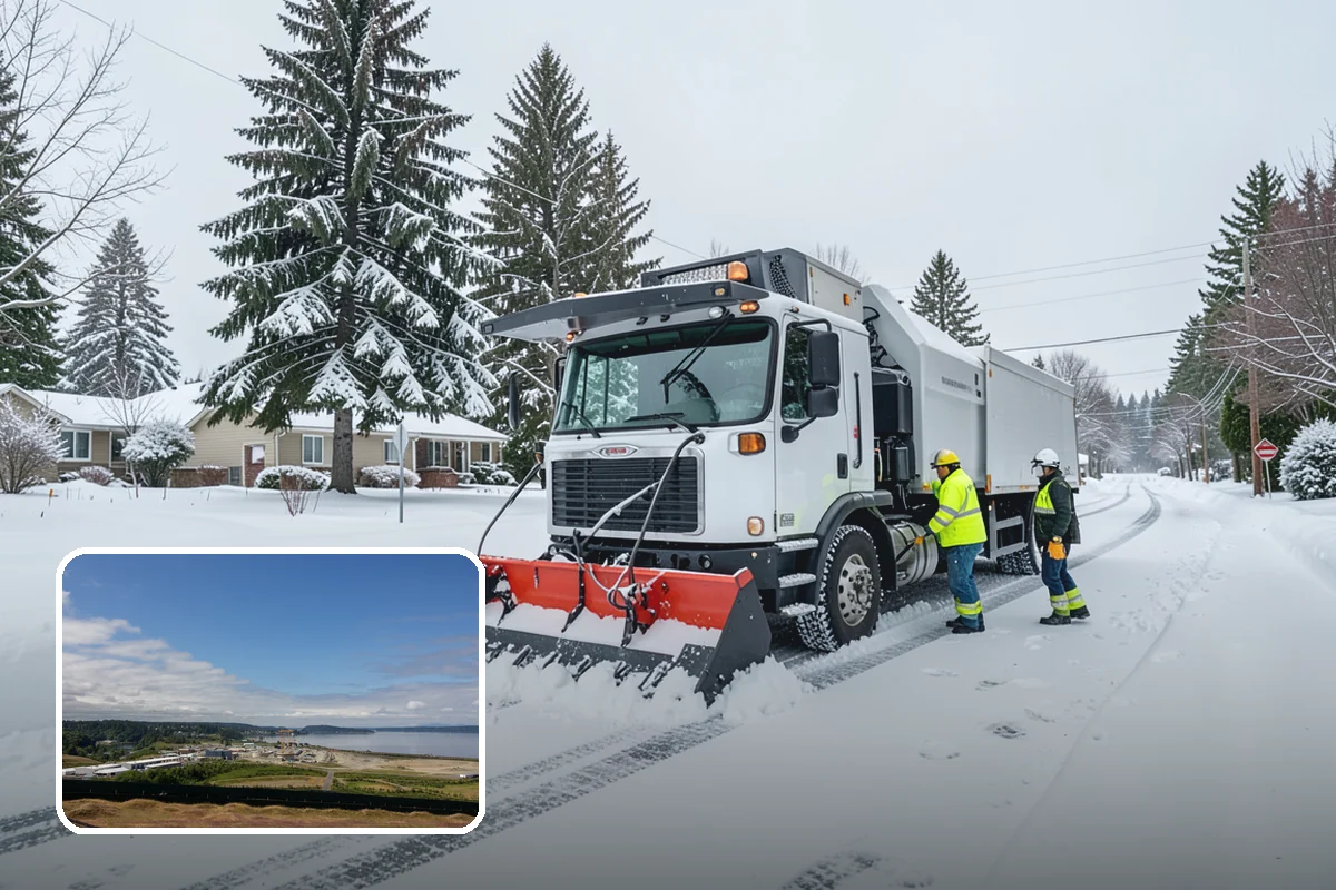 Gas Station Snow Plowing in University Place, Pierce County, WA - Fuel-island approaches cleared on a 24-hour basis