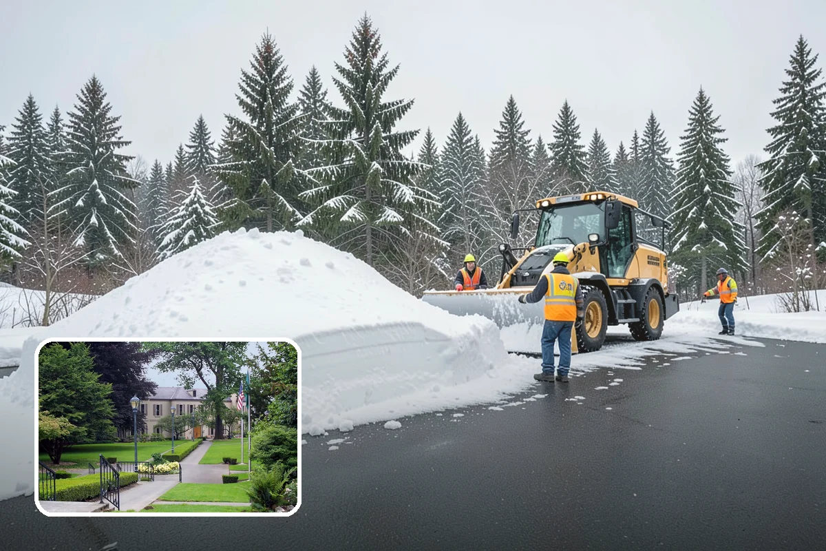 Gas Station Snow Plowing in Woodinville, King County, WA - Fuel-island approaches cleared on a 24-hour basis