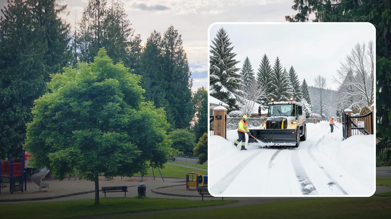 Gated Community Snow Removal in Bonney Lake, Pierce County, WA - We clear entry gates, interior roads, and common walkways for gated Western Washington communities under one coordinated plan.