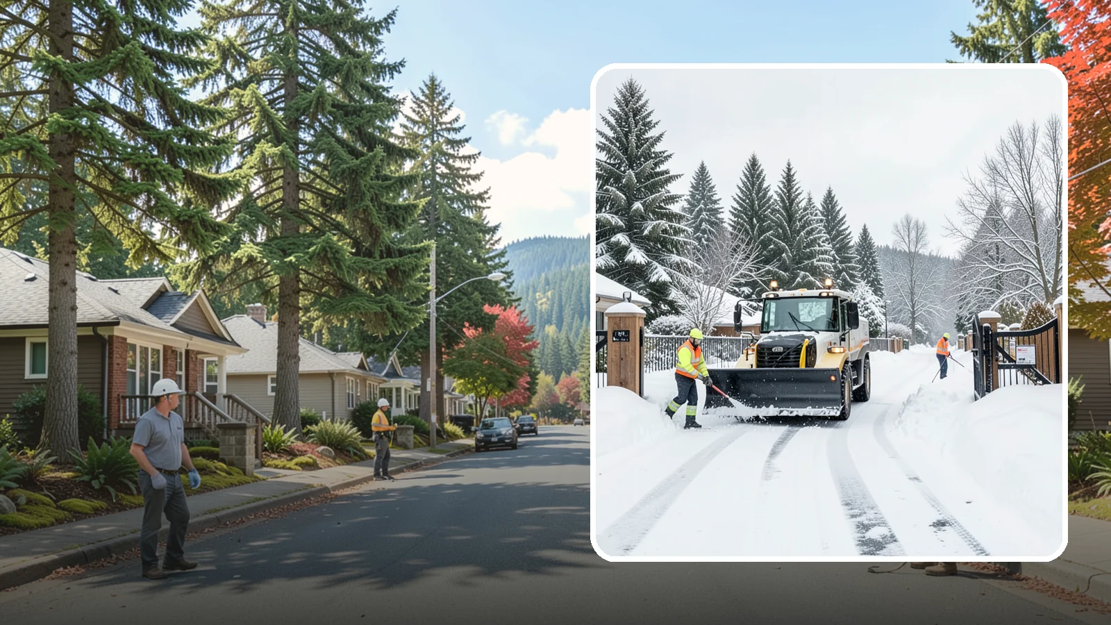 Gated Community Snow Removal in Hunts Point, King County, WA - We clear entry gates, interior roads, and common walkways for gated Western Washington communities under one coordinated plan.