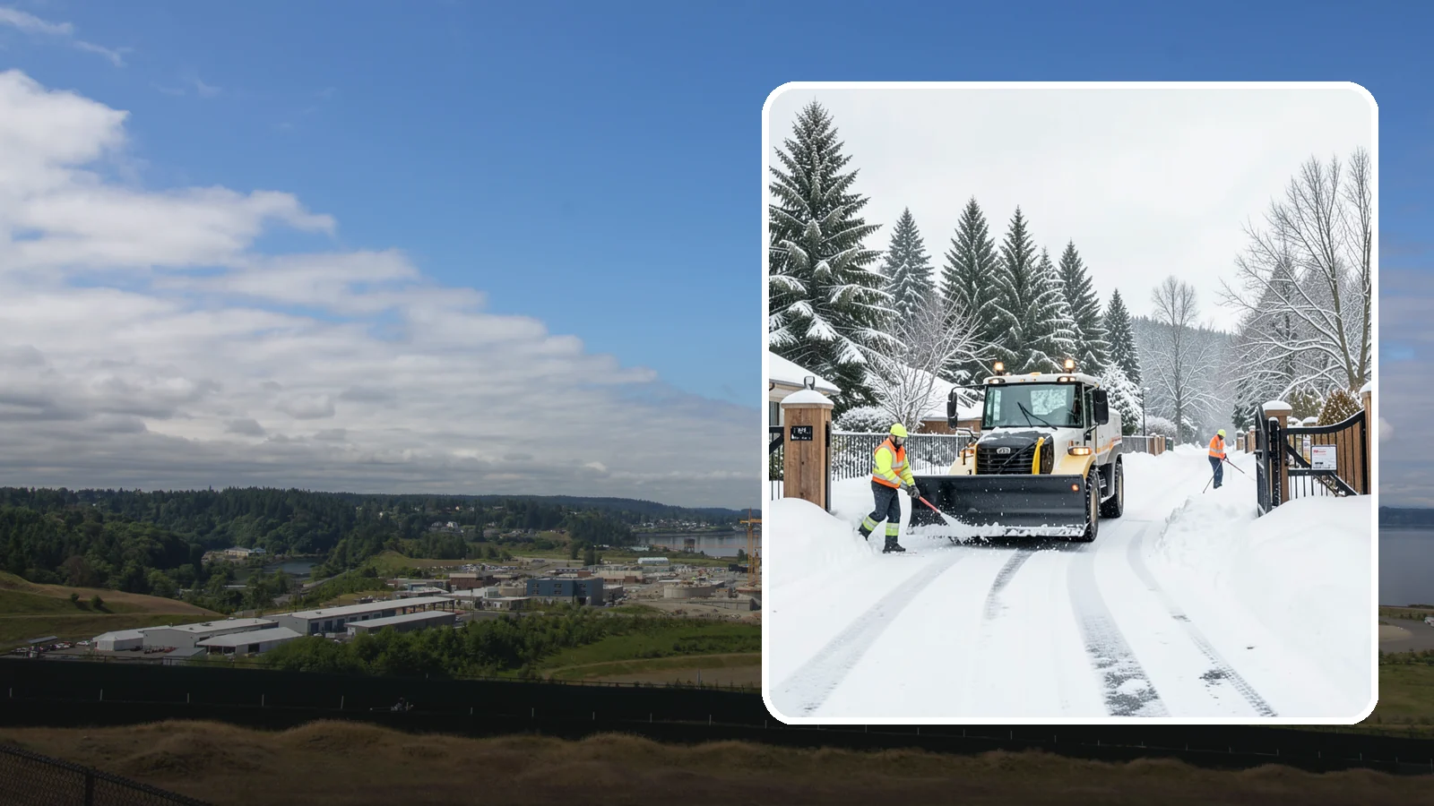 Gated Community Snow Removal in University Place, Pierce County, WA - We clear entry gates, interior roads, and common walkways for gated Western Washington communities under one coordinated plan.