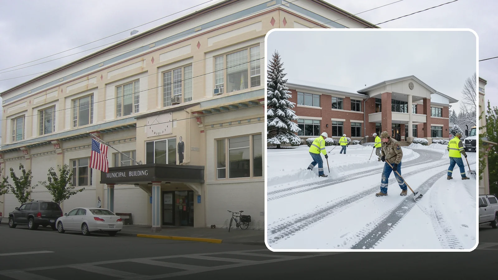 Government Building Snow Removal in Anacortes, Skagit County, WA - Public buildings must stay open and accessible, so we keep civic entrances, ADA routes, and public parking clear to code.