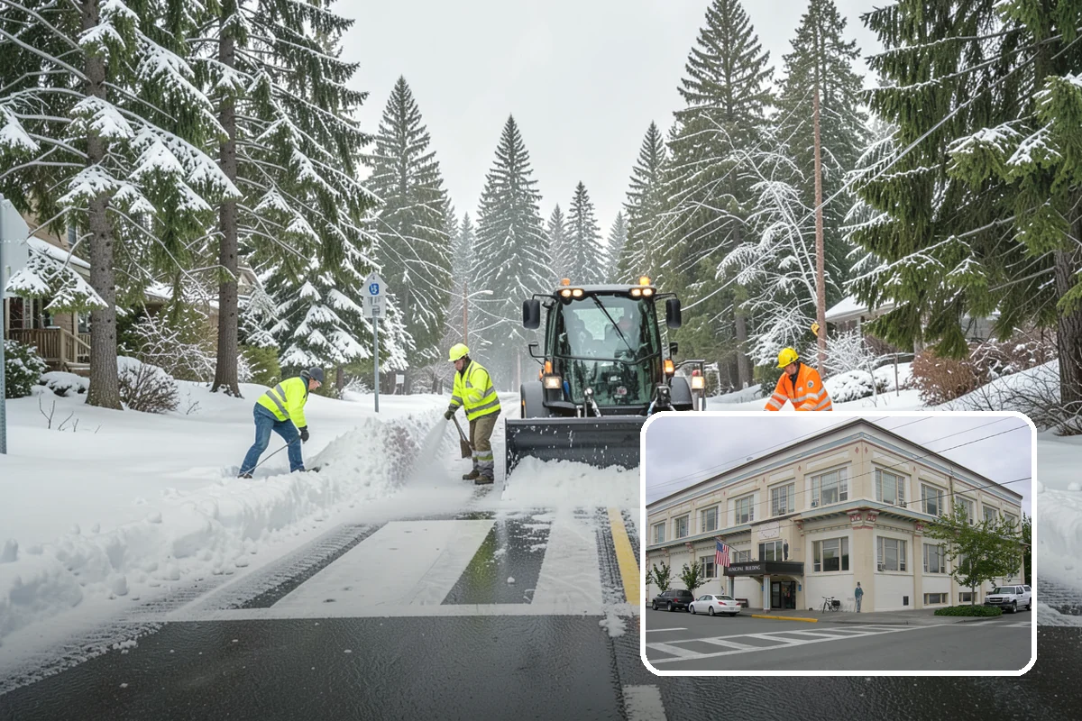 Government Building Snow Removal in Anacortes, Skagit County, WA - ADA entrances and accessible routes cleared to standard