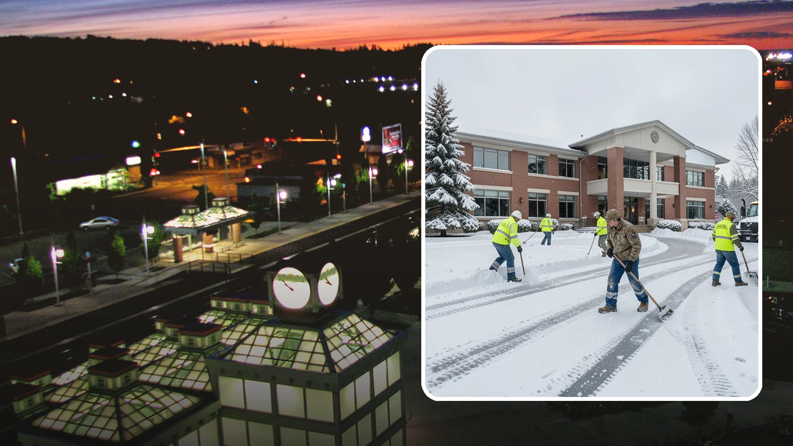 Government Building Snow Removal in Auburn, King County, WA - Public buildings must stay open and accessible, so we keep civic entrances, ADA routes, and public parking clear to code.