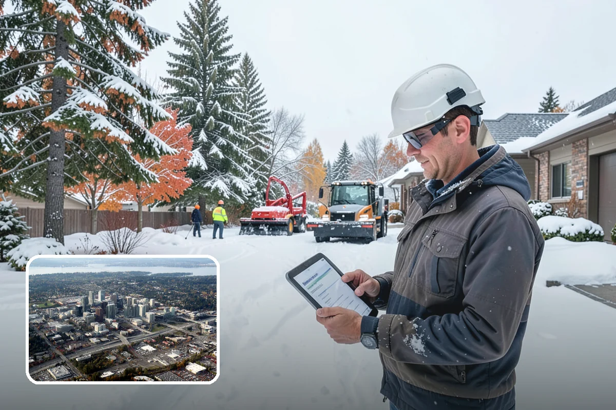 Government Building Snow Removal in Bellevue, King County, WA - ADA entrances and accessible routes cleared to standard