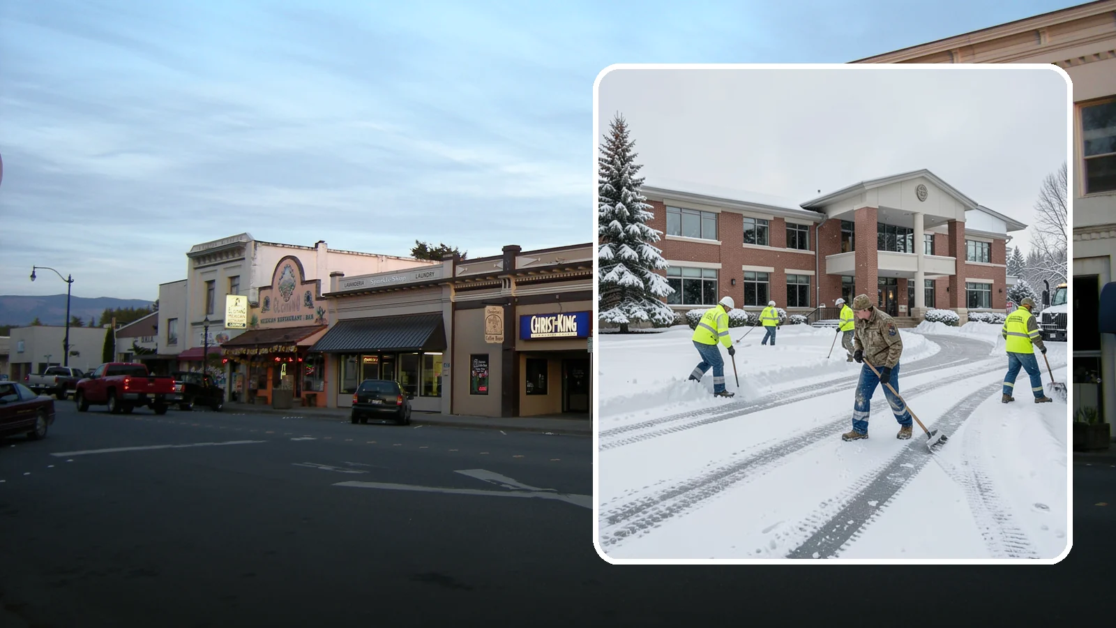 Government Building Snow Removal in Burlington, Skagit County, WA - Public buildings must stay open and accessible, so we keep civic entrances, ADA routes, and public parking clear to code.
