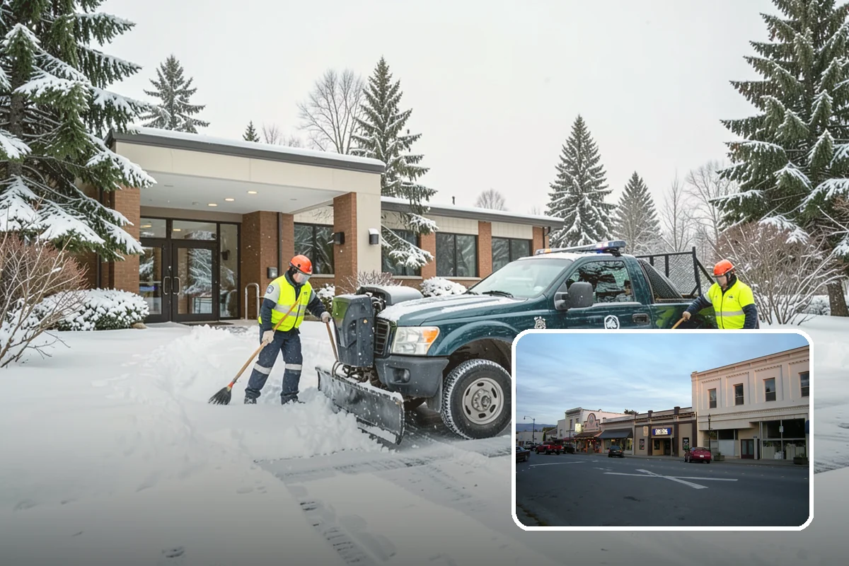 Government Building Snow Removal in Burlington, Skagit County, WA - ADA entrances and accessible routes cleared to standard