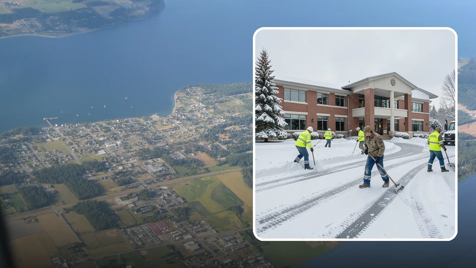 Government Building Snow Removal in Coupeville, Island County, WA - Public buildings must stay open and accessible, so we keep civic entrances, ADA routes, and public parking clear to code.