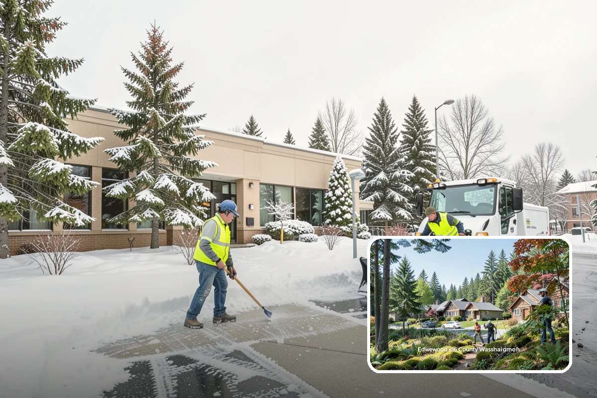 Government Building Snow Removal in Edgewood, Pierce County, WA - ADA entrances and accessible routes cleared to standard