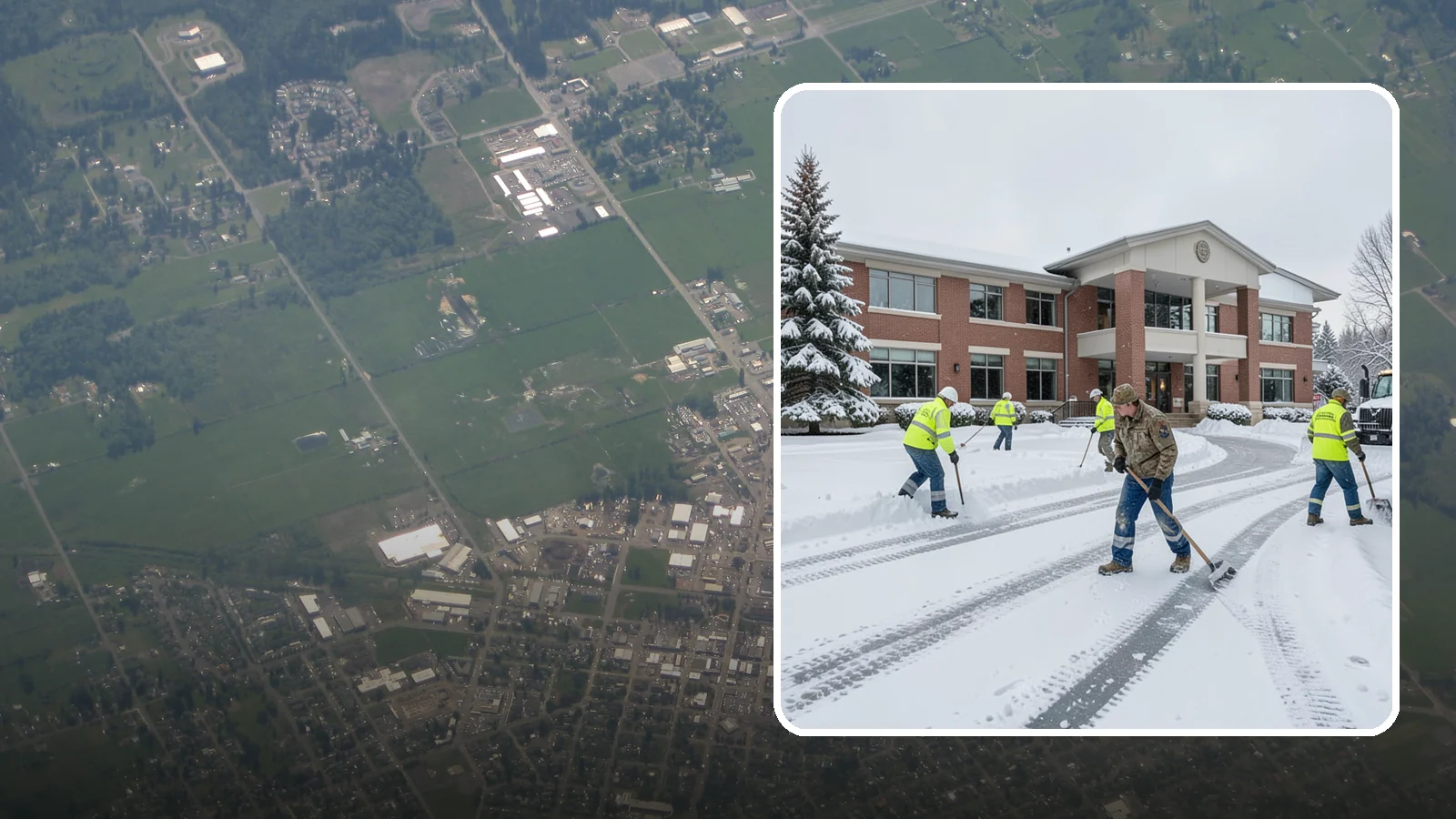 Government Building Snow Removal in Enumclaw, King County, WA - Public buildings must stay open and accessible, so we keep civic entrances, ADA routes, and public parking clear to code.
