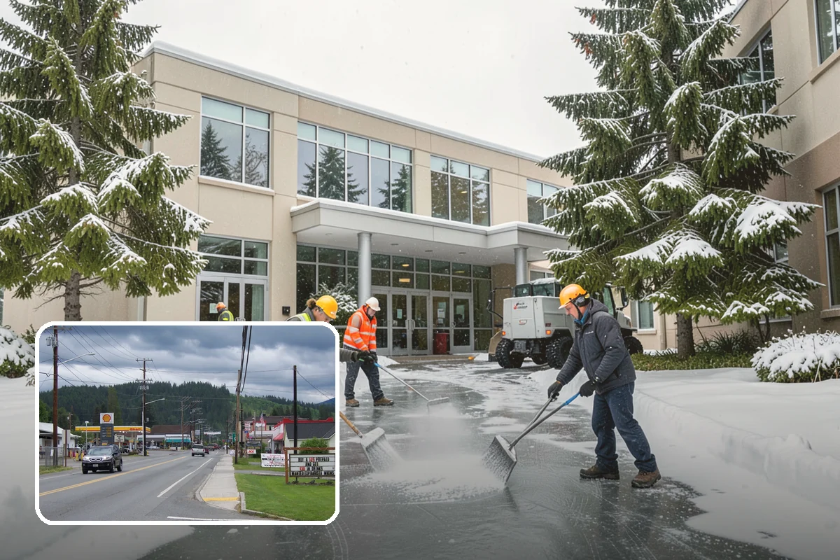 Government Building Snow Removal in Granite Falls, Snohomish County, WA - ADA entrances and accessible routes cleared to standard