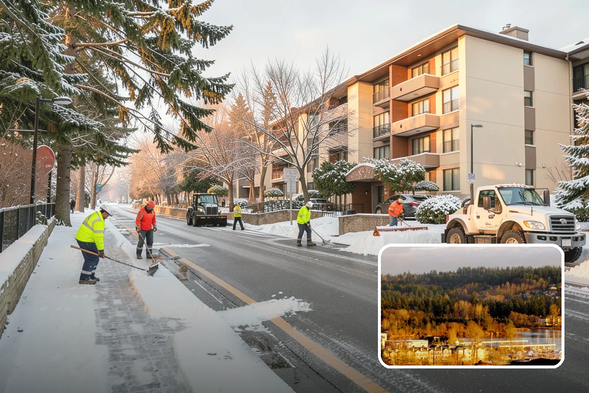 Government Building Snow Removal in Kenmore, King County, WA - ADA entrances and accessible routes cleared to standard