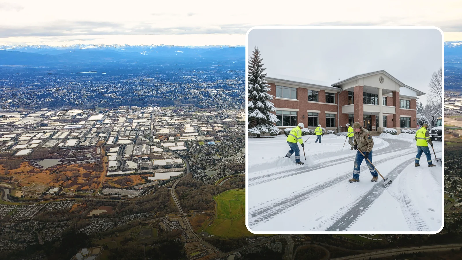 Government Building Snow Removal in Kent, King County, WA - Public buildings must stay open and accessible, so we keep civic entrances, ADA routes, and public parking clear to code.