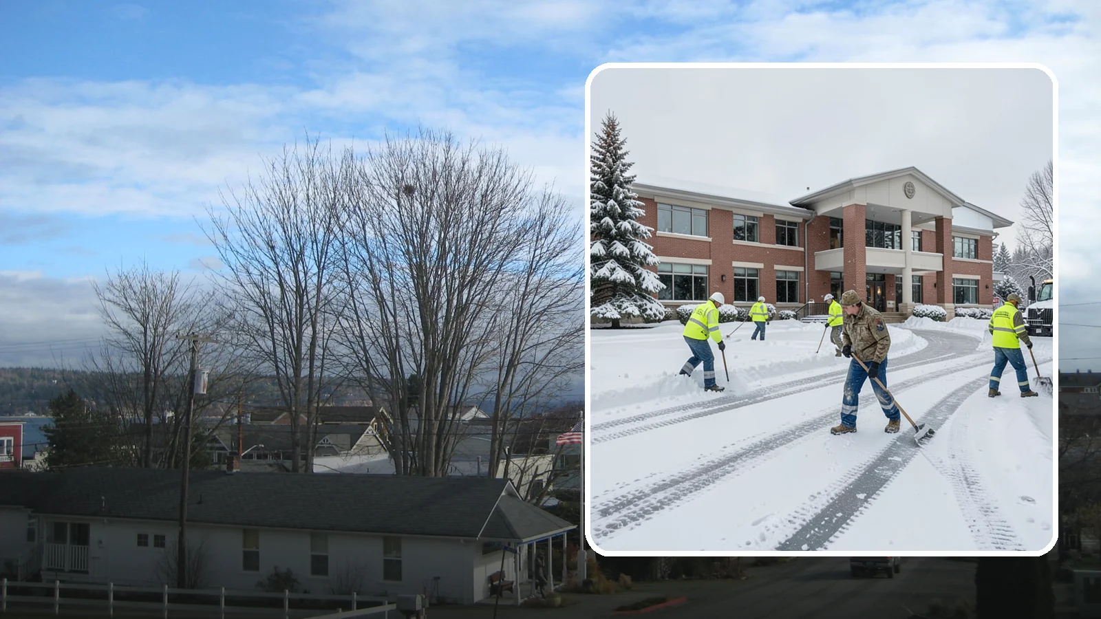 Government Building Snow Removal in Langley, Island County, WA - Public buildings must stay open and accessible, so we keep civic entrances, ADA routes, and public parking clear to code.