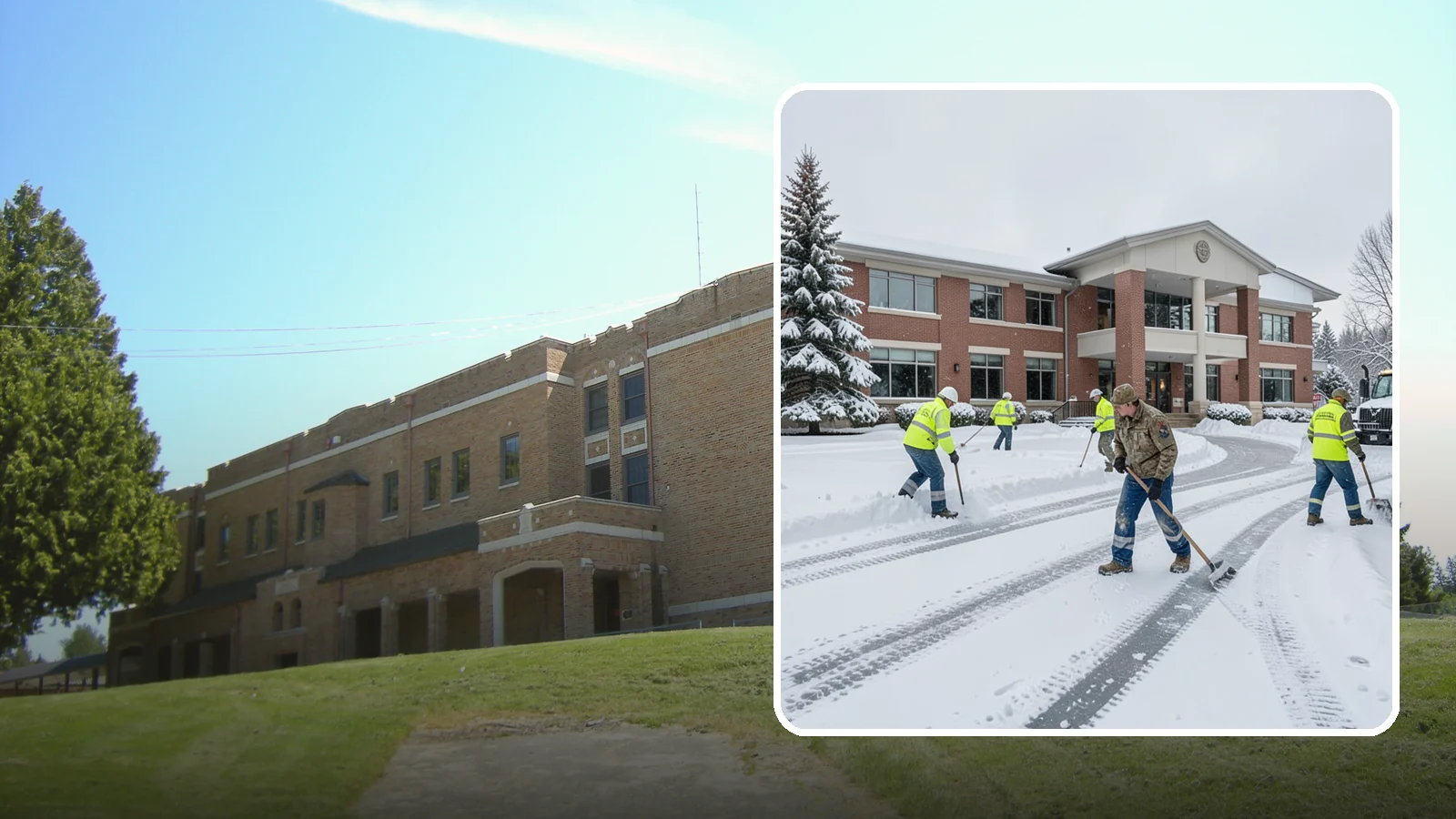 Government Building Snow Removal in Maple Valley, King County, WA - Public buildings must stay open and accessible, so we keep civic entrances, ADA routes, and public parking clear to code.