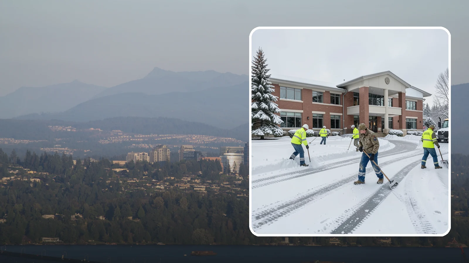 Government Building Snow Removal in Medina, King County, WA - Public buildings must stay open and accessible, so we keep civic entrances, ADA routes, and public parking clear to code.